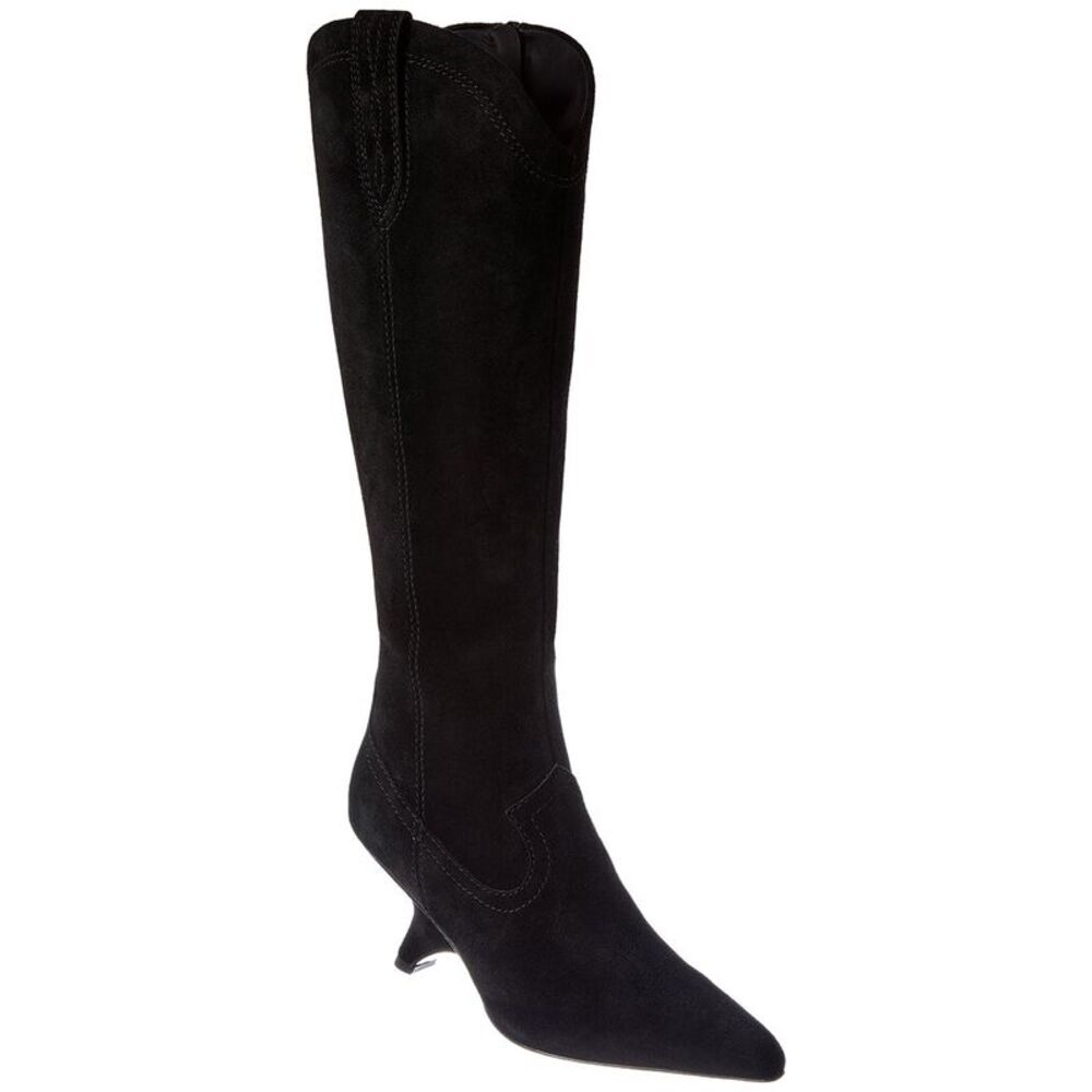 Simkhai Shadow Suede Western Knee-High Boot, Black